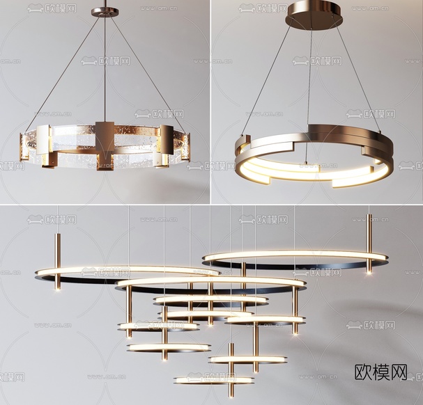 现代金属吊灯3d模型下载