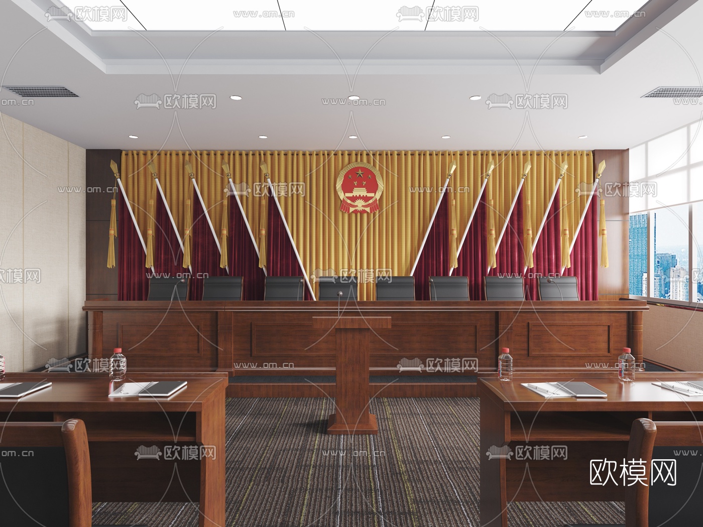新中式党政机关会议室3d模型