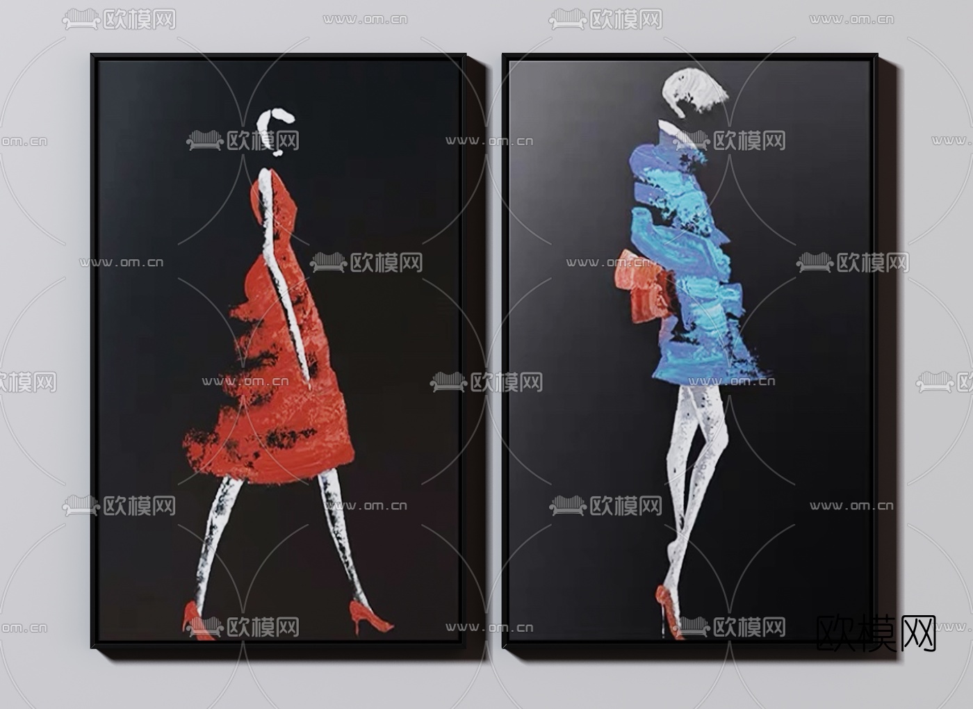 现代人物装饰挂画3d模型