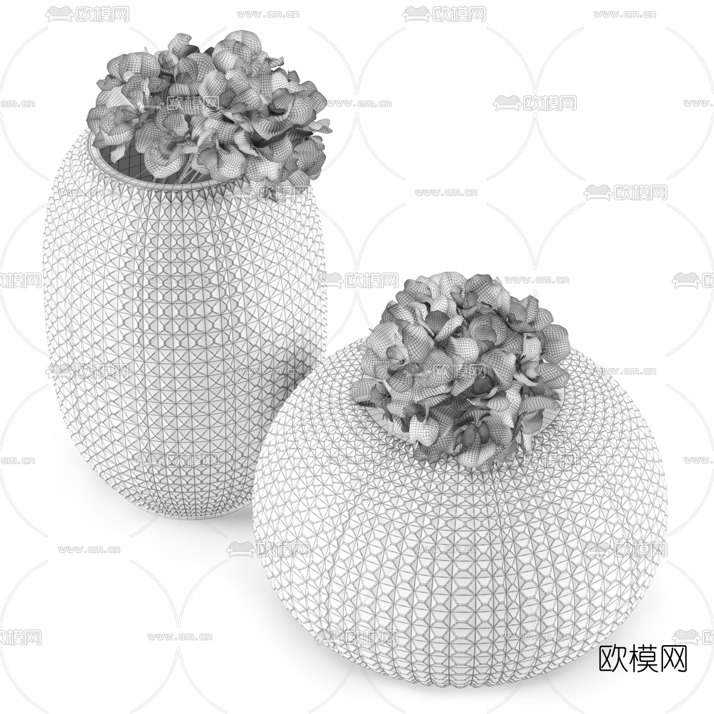 现代花瓶插花免费3d模型下载（渲染图3）