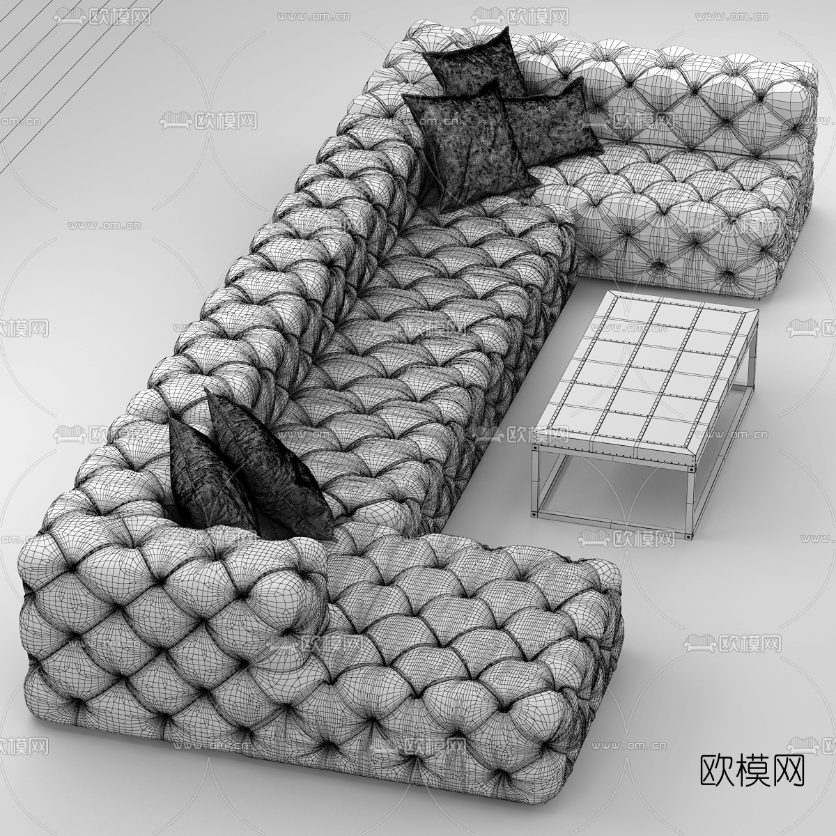 简欧布艺转角沙发3d模型