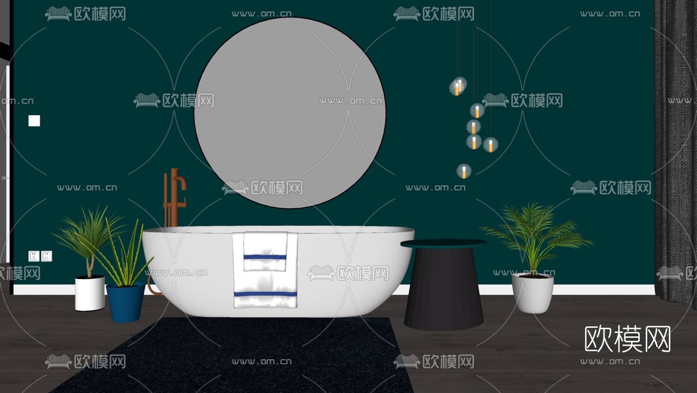 北欧浴缸su模型下载（渲染图2）