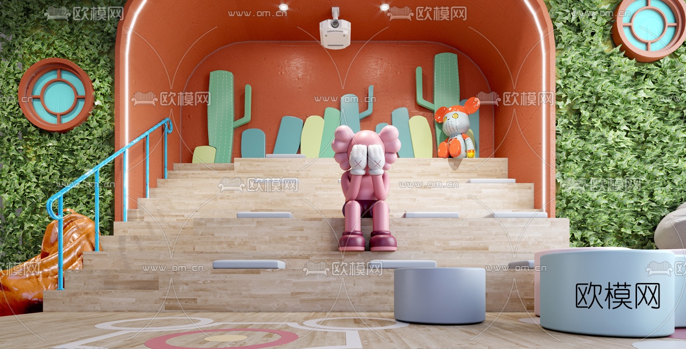 工业风阶梯会议室3d模型下载（渲染图2）