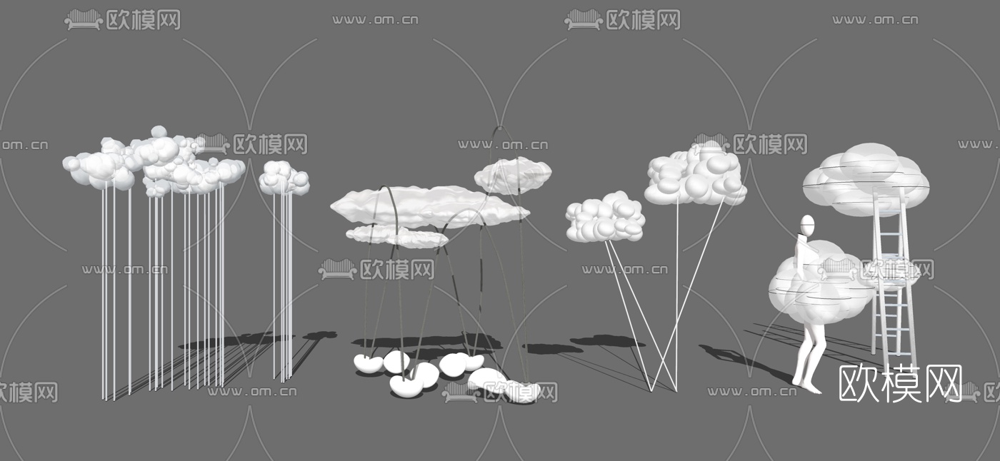 现代云朵雕塑su模型下载（渲染图1）