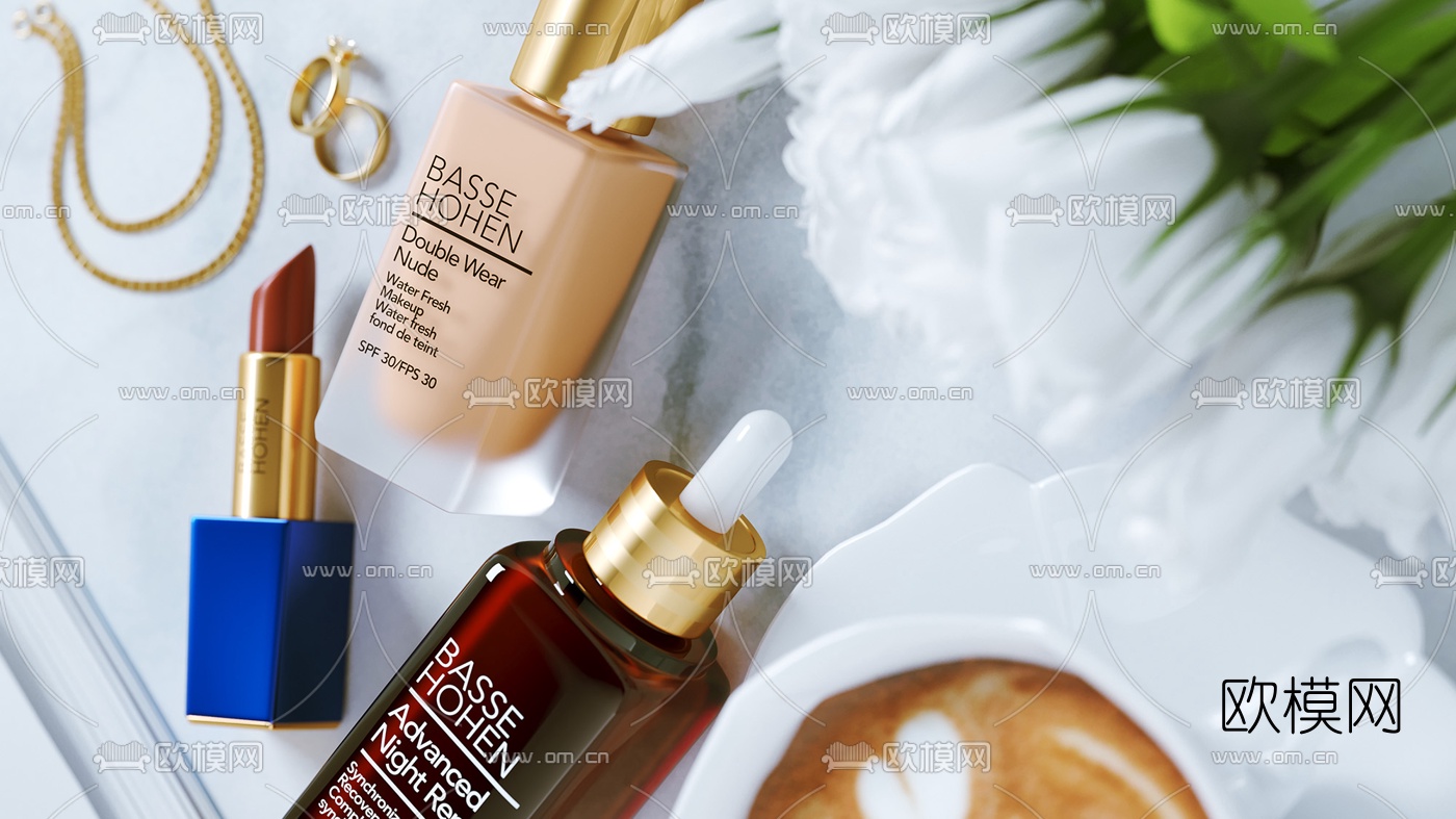 现代化妆品唇膏首饰摆件3d模型下载（渲染图3）