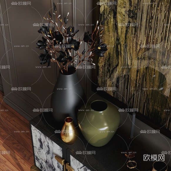 现代大理石端景柜3d模型下载(渲染图4)