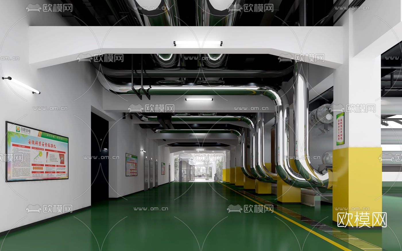 现代工厂车间管道设备3d模型