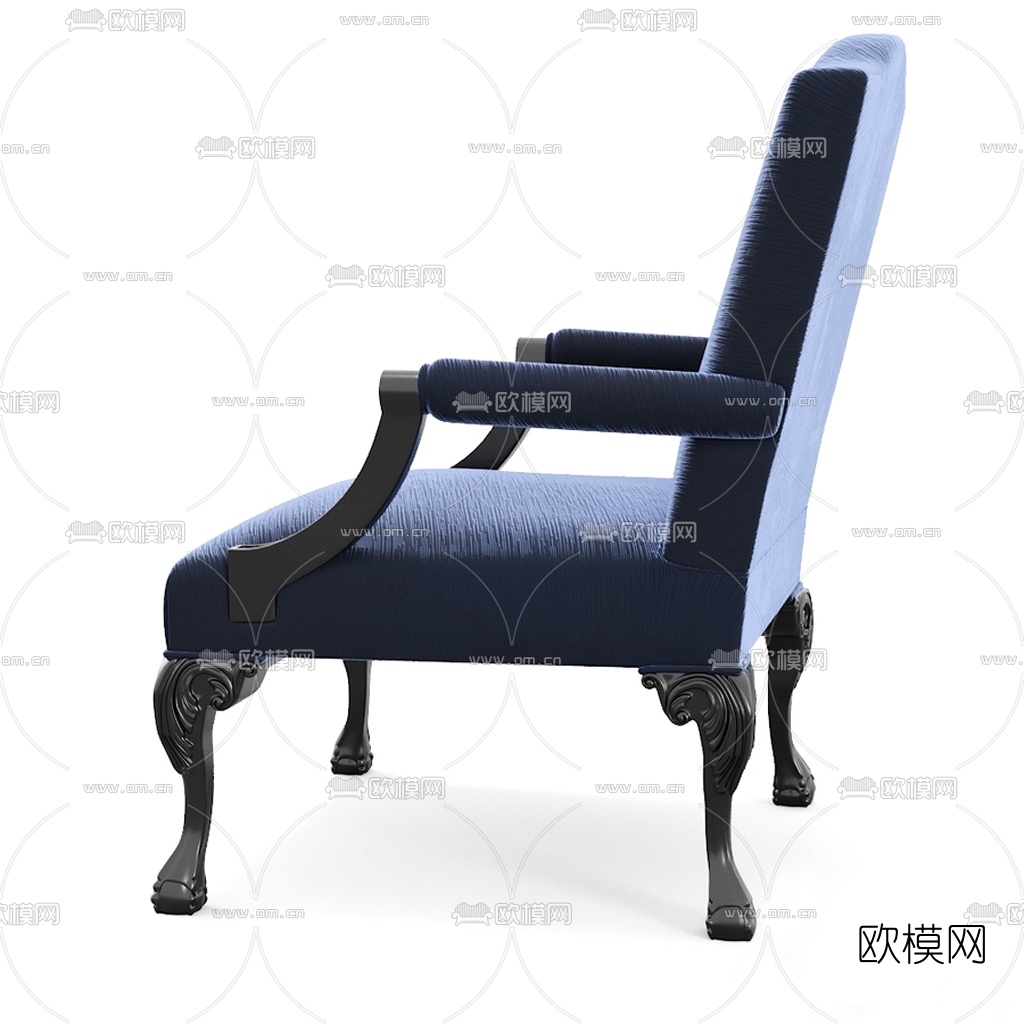 欧式布艺单人沙发3d模型