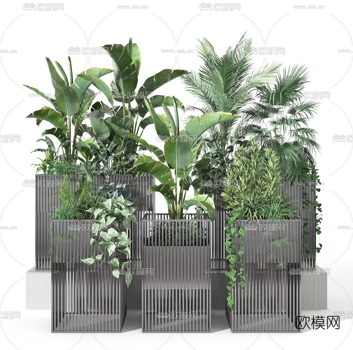 现代绿植盆栽3d模型下载