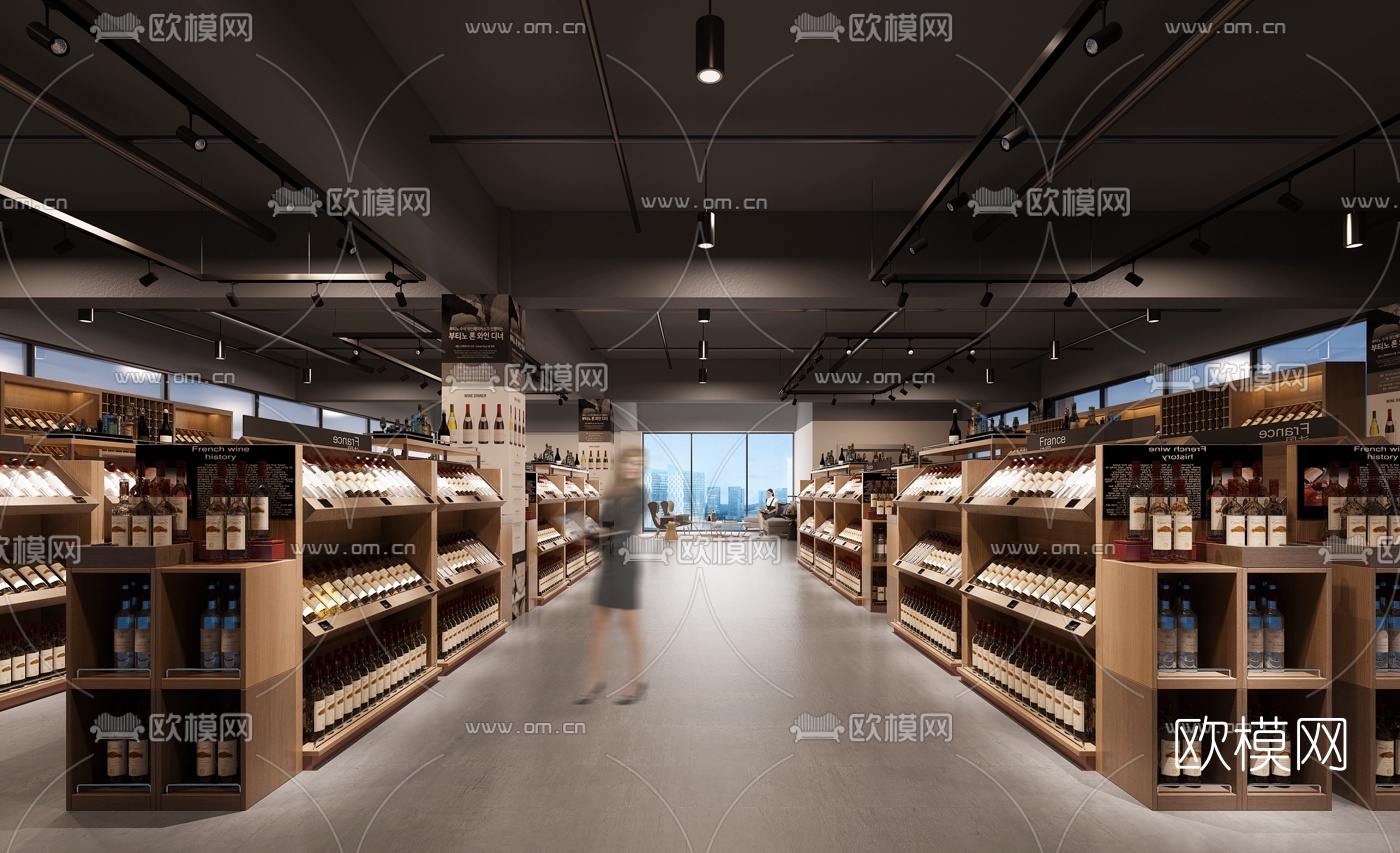 工业风红酒展厅3d模型下载