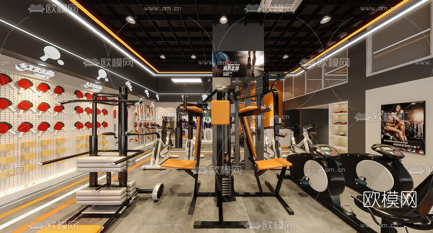 工业风健身房vr全景3d模型