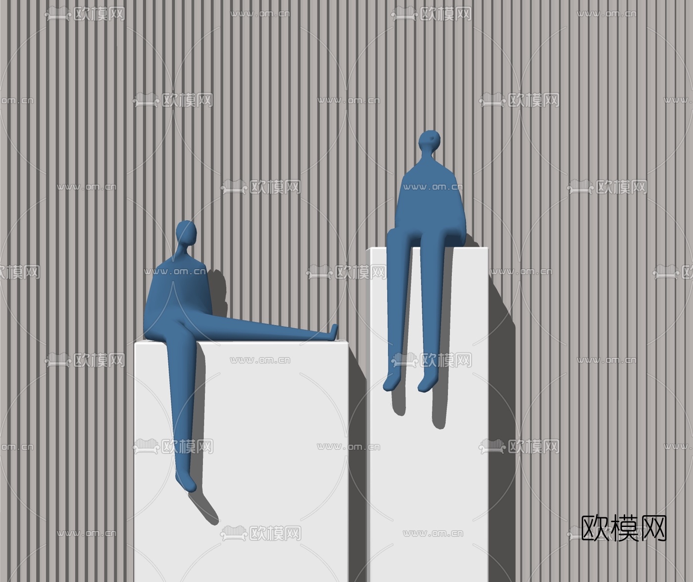 现代人物雕塑su模型下载