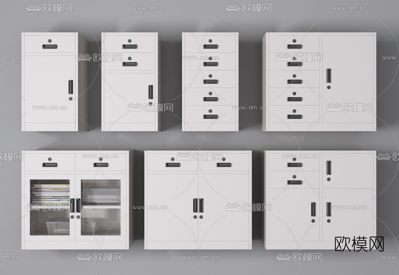 现代铁皮文件柜3d模型下载