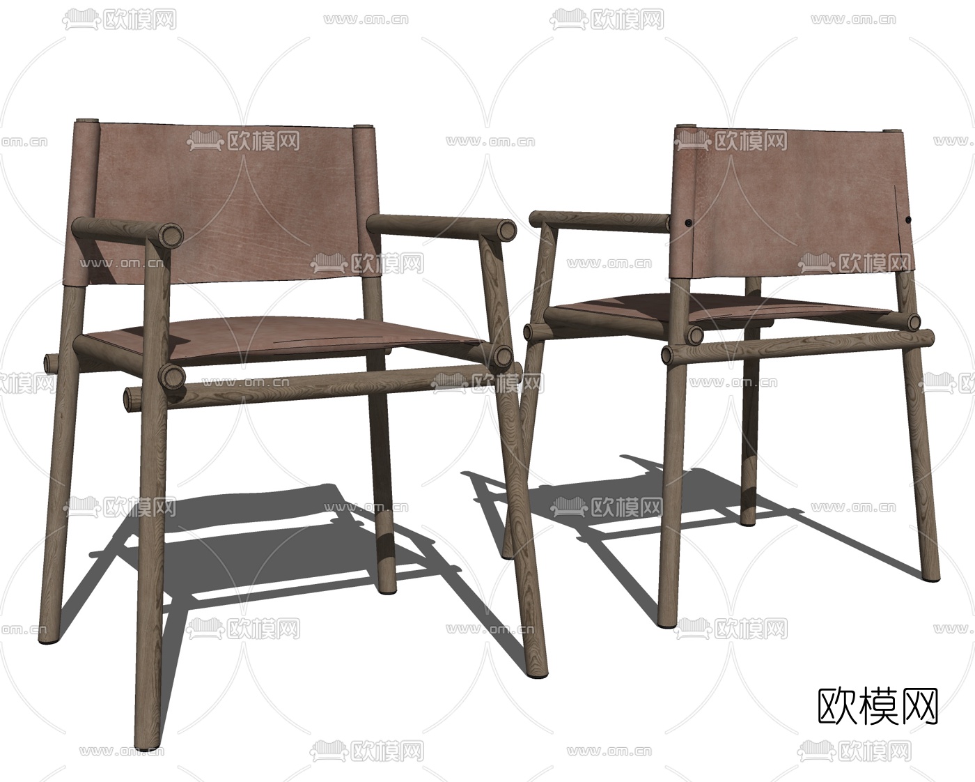 现代实木休闲椅su模型