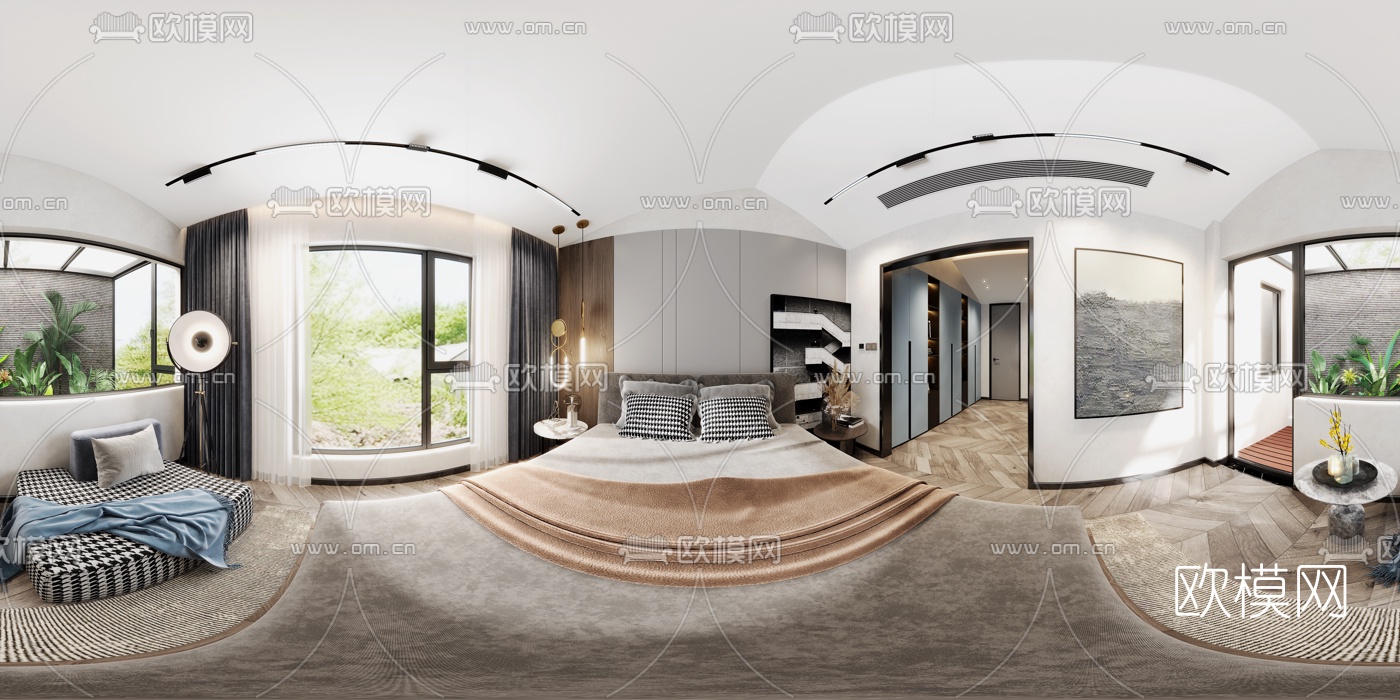 现代卧室vr全景3d模型