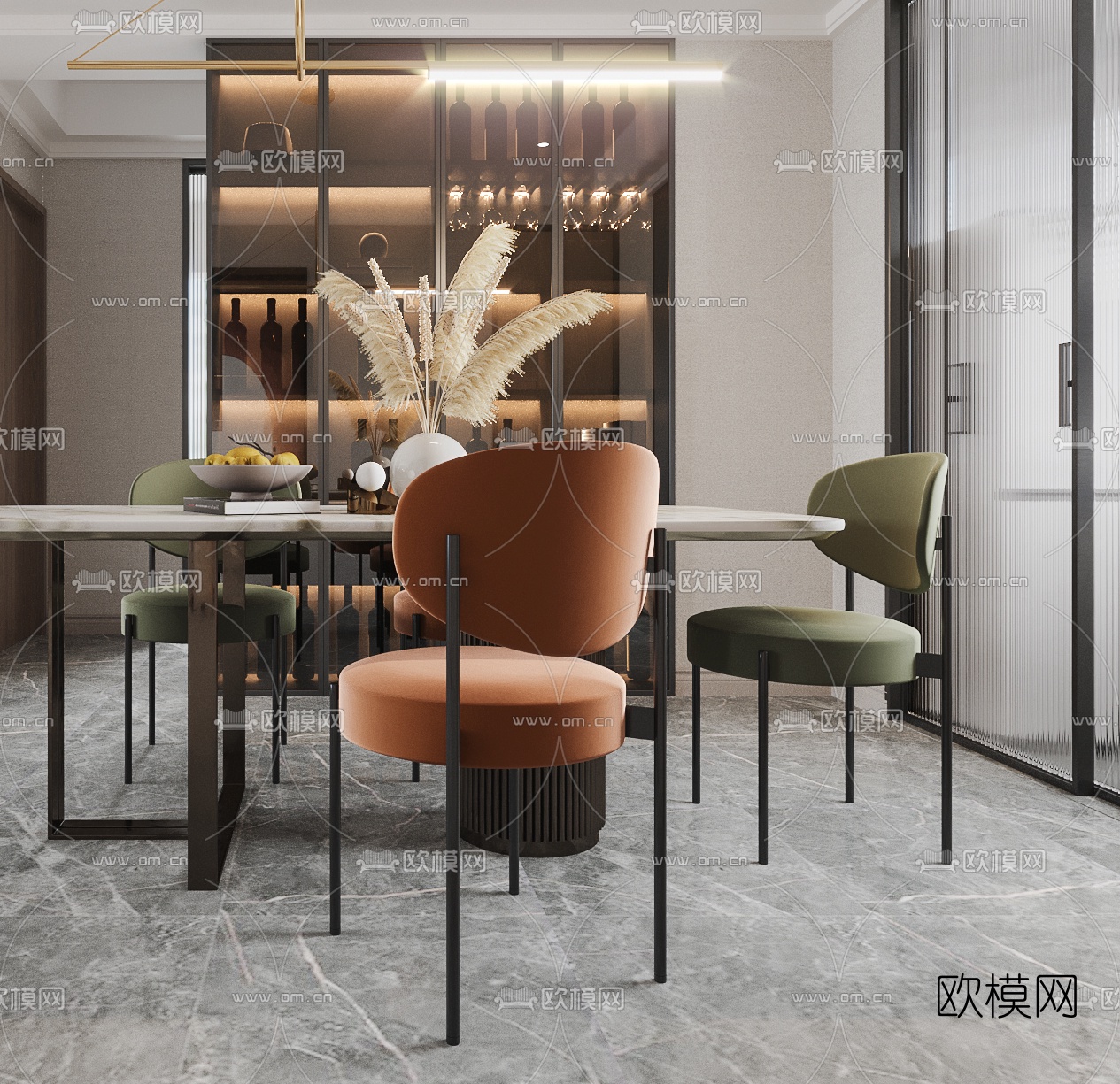 现代轻奢餐厅3d模型