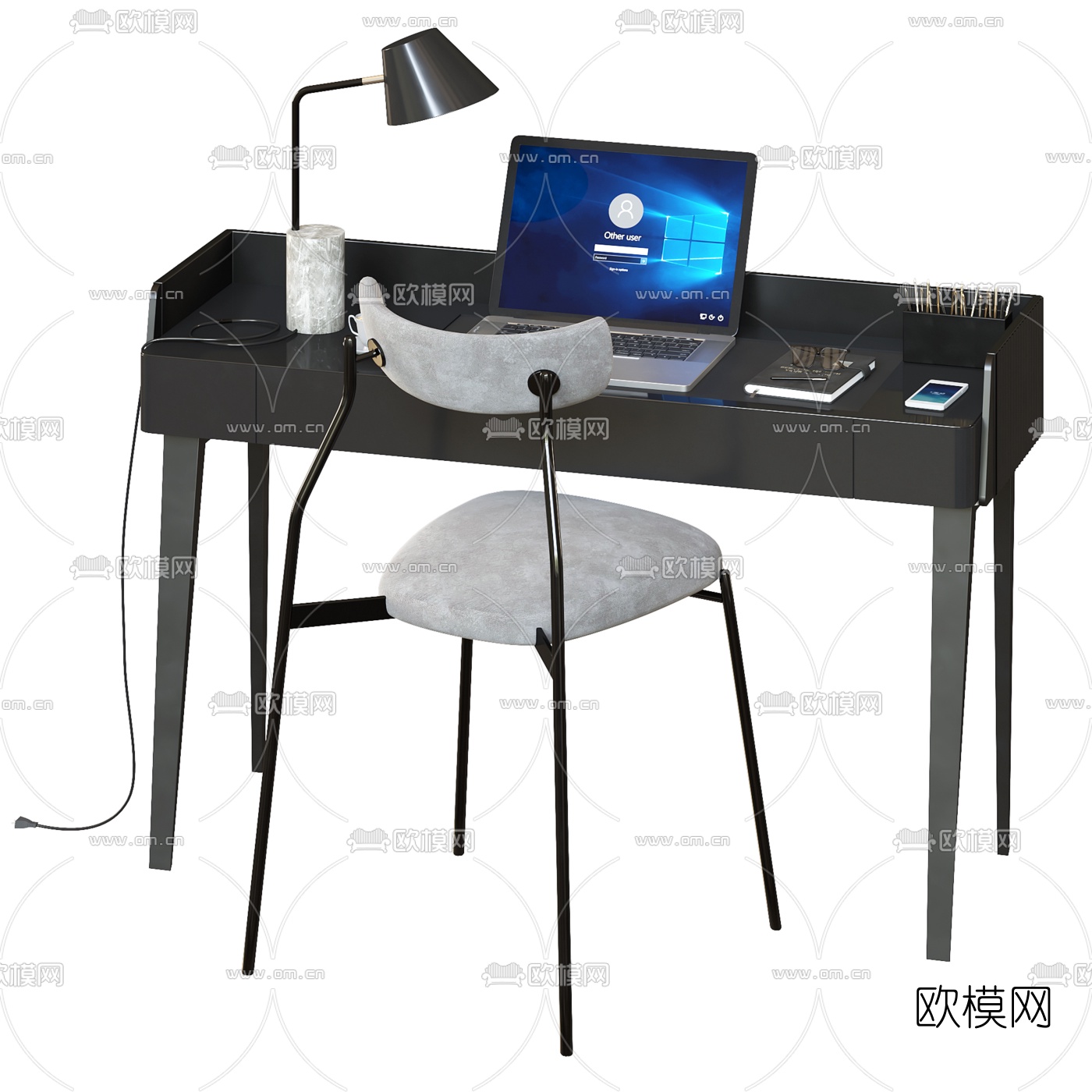 现代书桌椅电脑桌3d模型