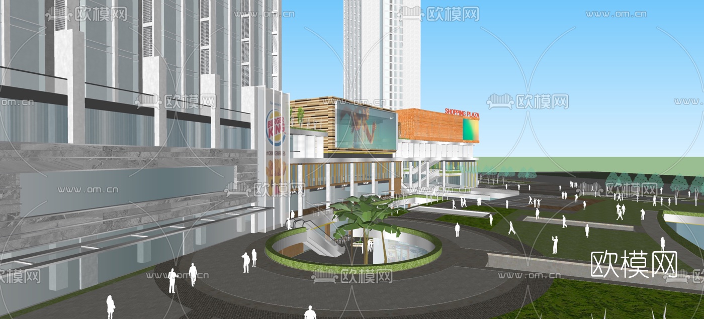 现代商业综合体外观su模型