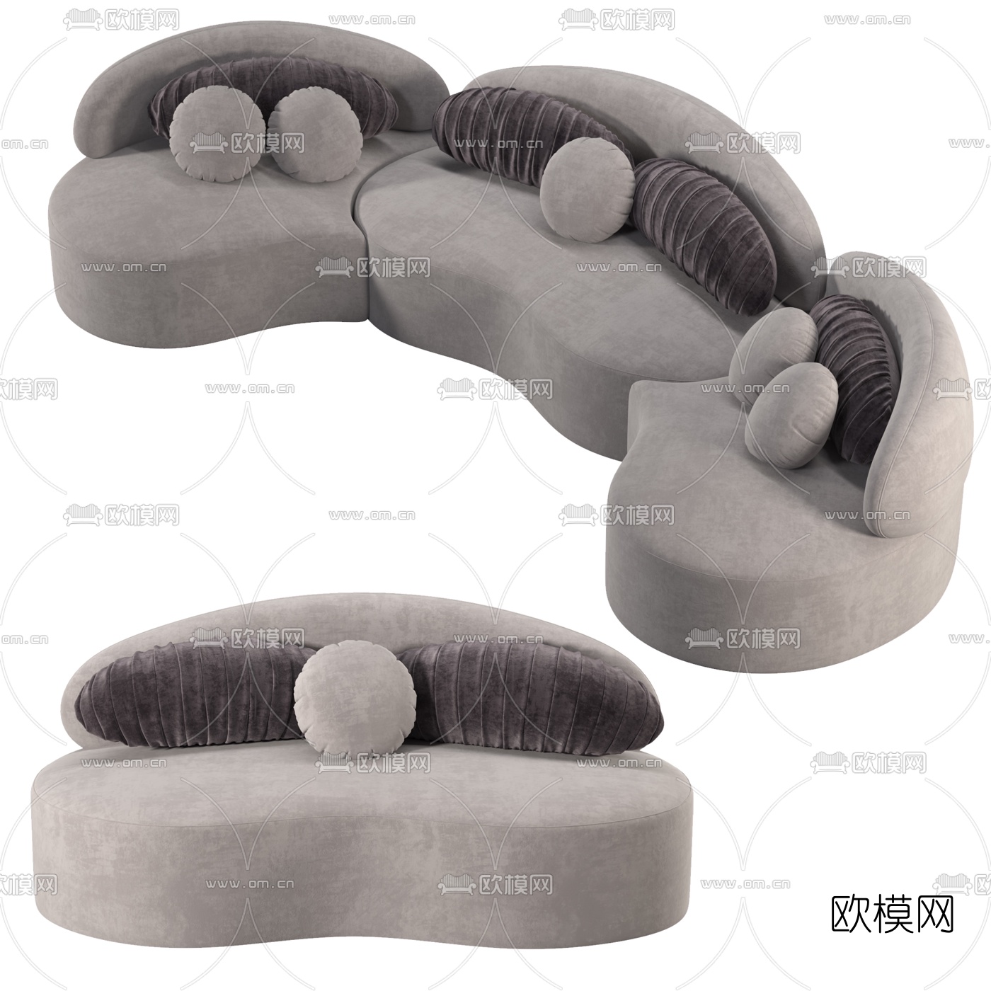 现代布艺异形沙发3d模型