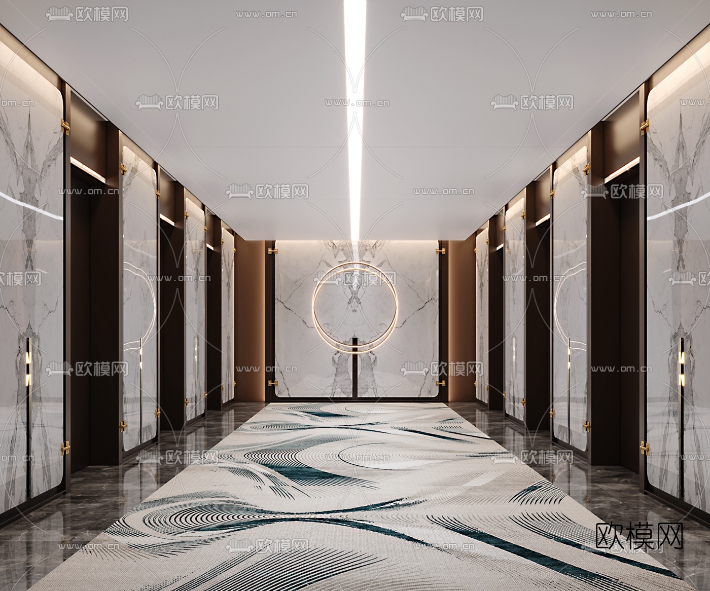 现代酒店电梯厅3d模型