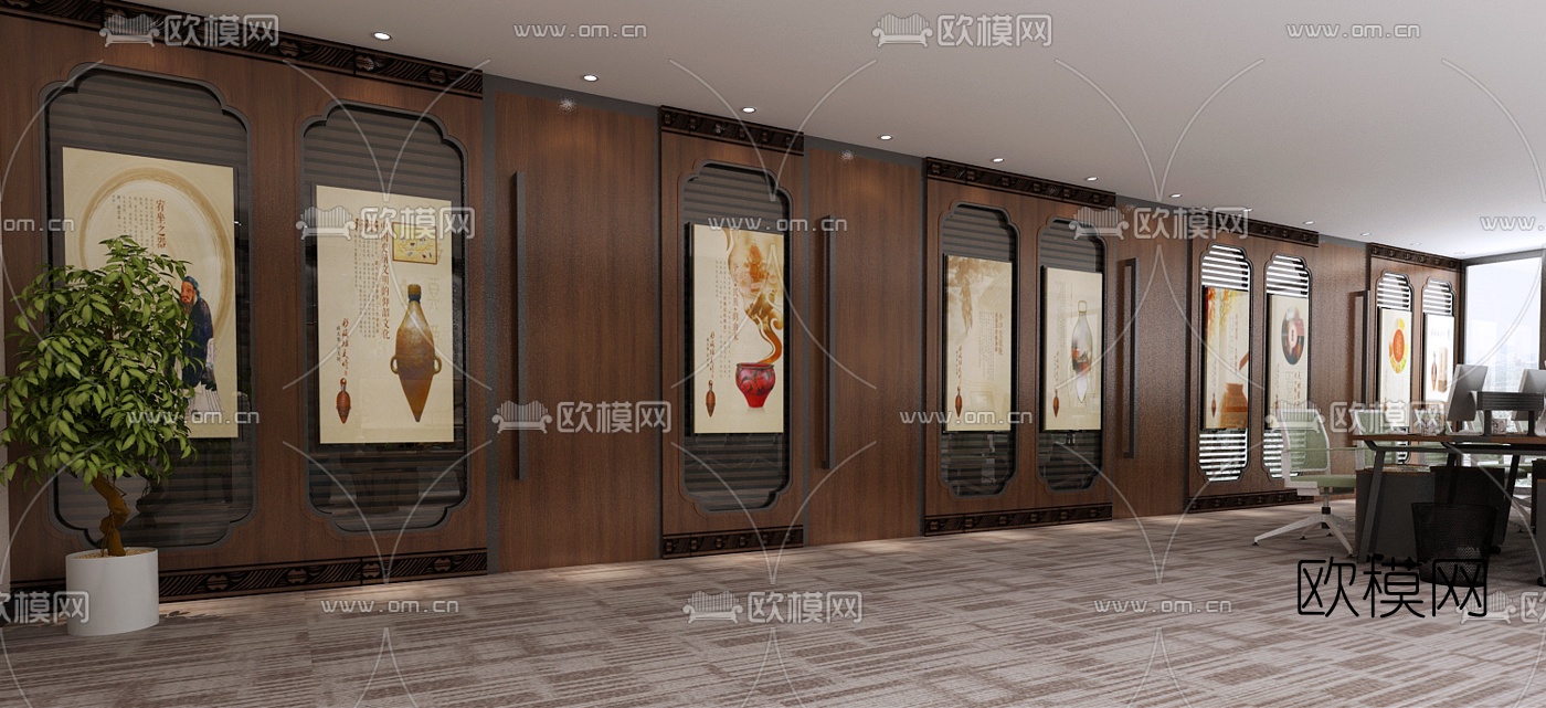 现代接待室免费3d模型下载（渲染图2）