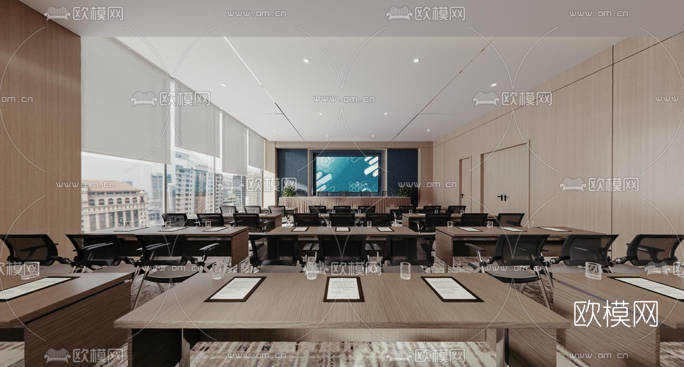现代会议室培训室cr全景3d模型