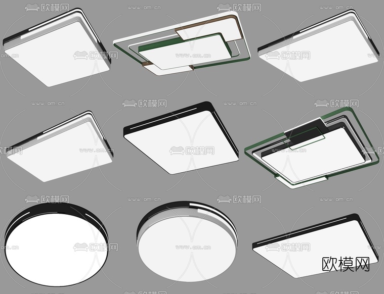 现代吸顶灯组合3d模型下载