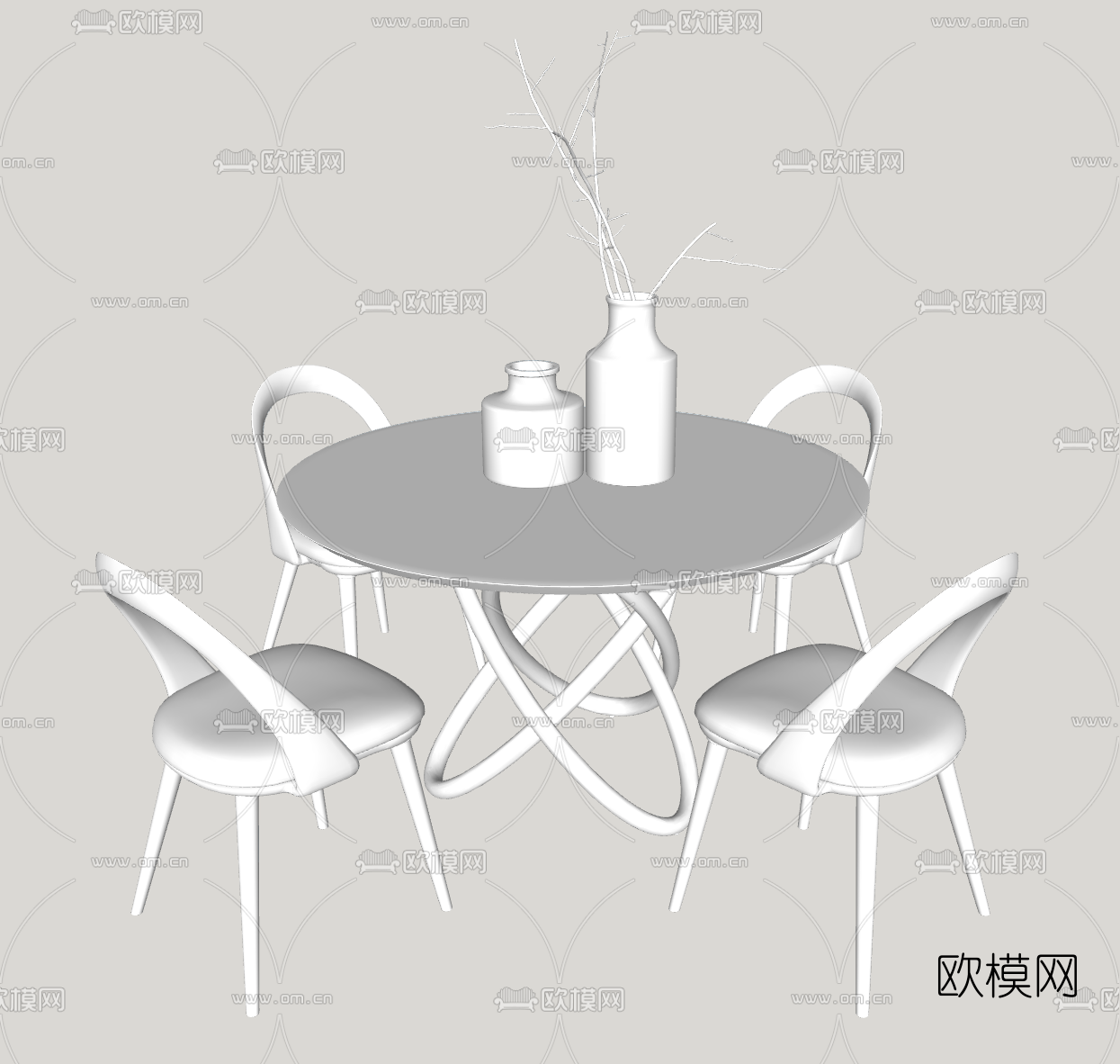 现代圆形休闲桌椅su模型下载（渲染图3）