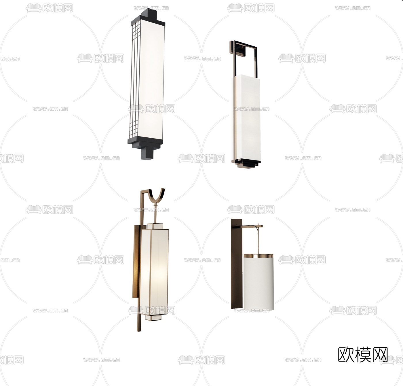 新中式金属壁灯3d模型下载
