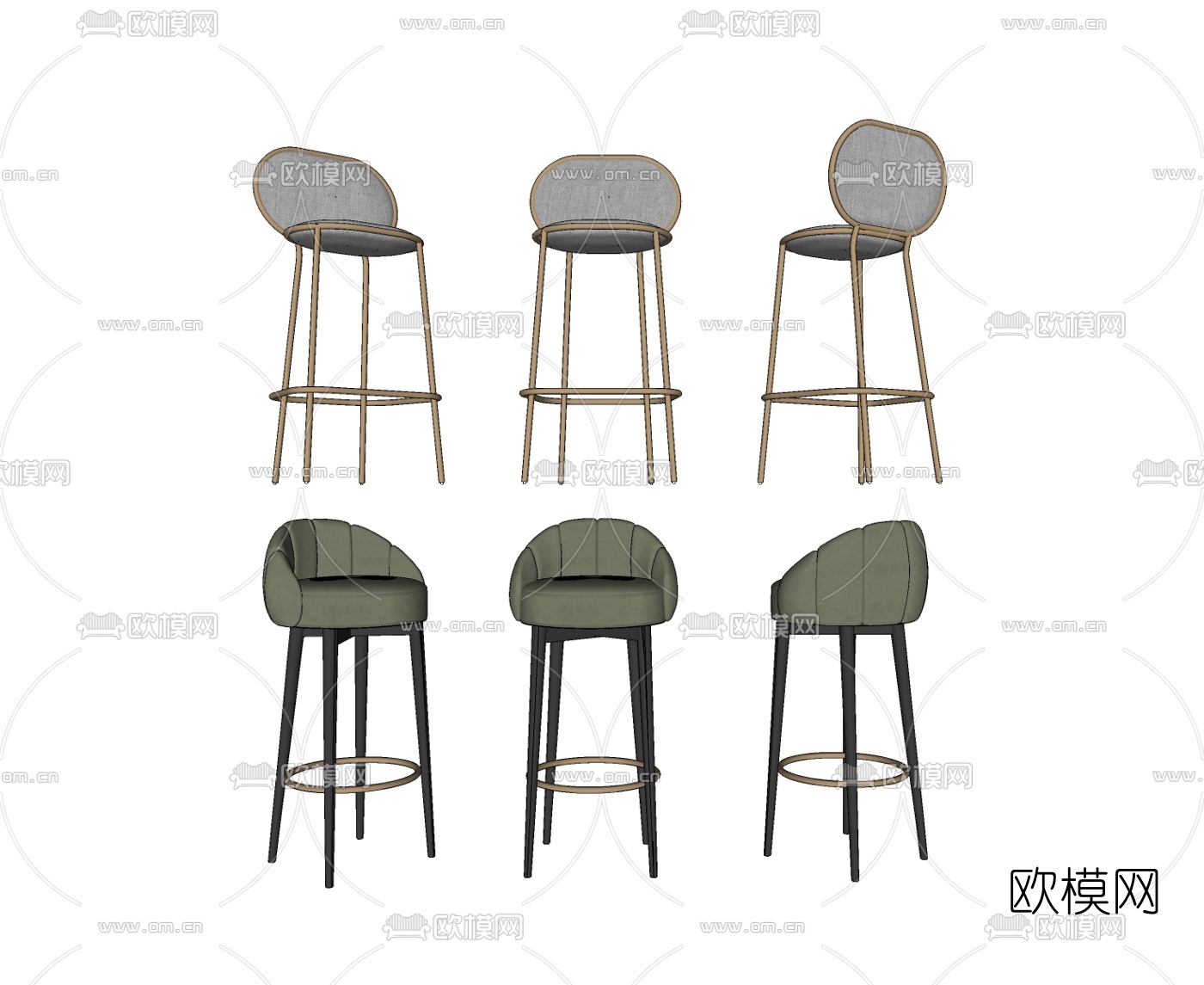 现代轻奢吧台椅su模型下载