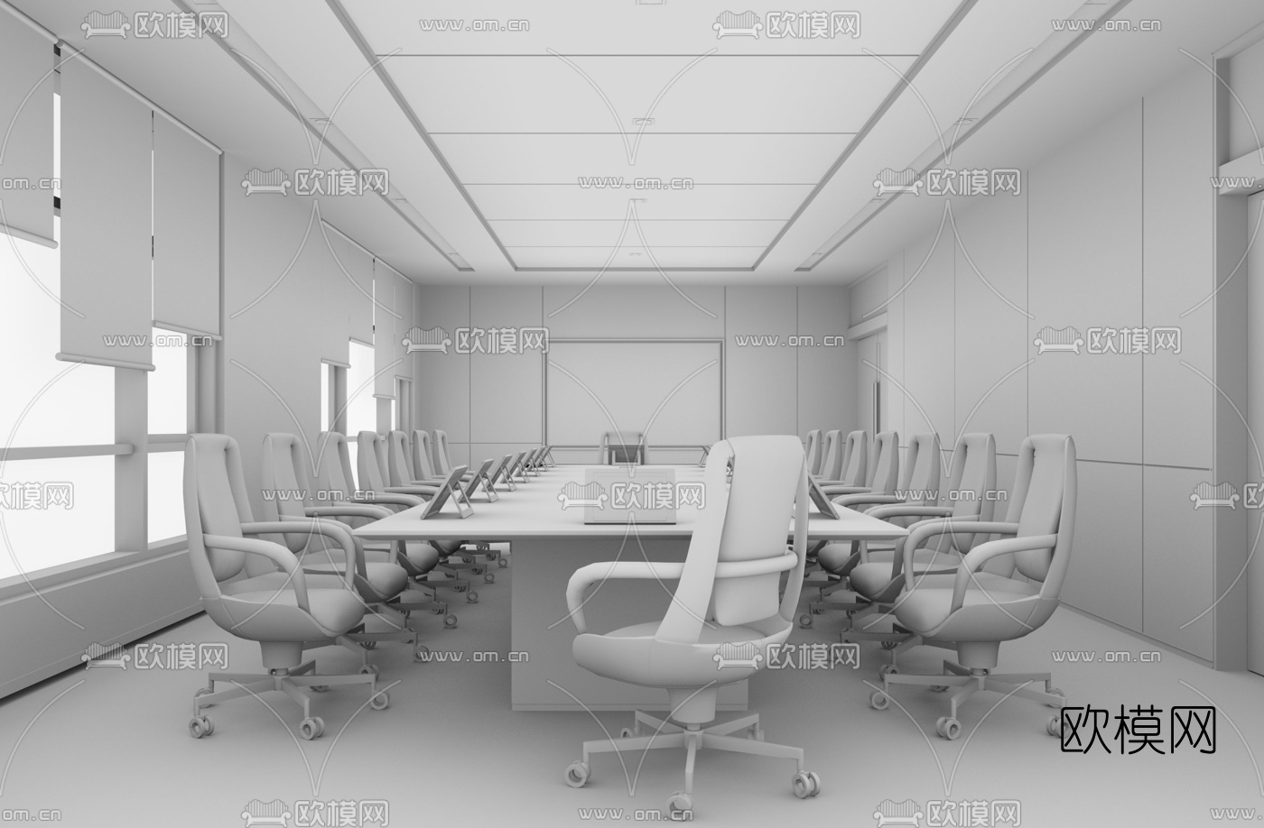 现代会议室培训室su模型下载（渲染图3）