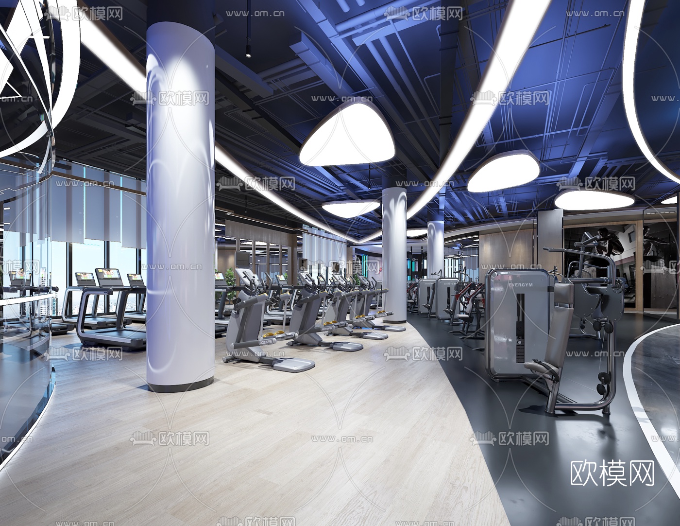 现代健身房3d模型下载（渲染图1）