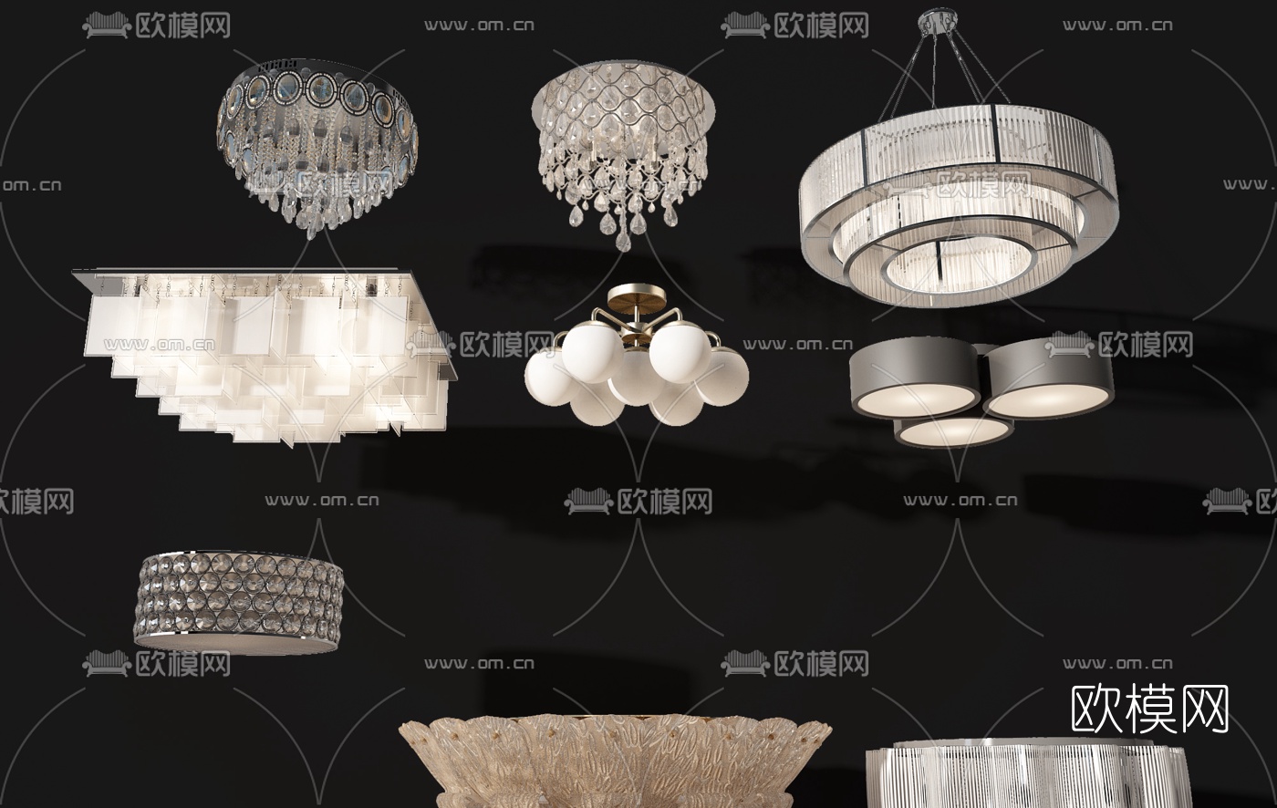 现代水晶吊灯3d模型下载