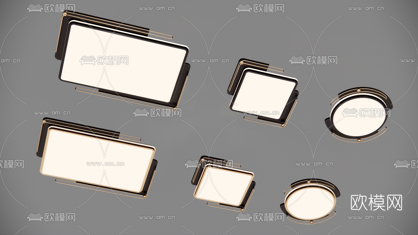 现代轻奢吸顶灯su模型下载（渲染图1）