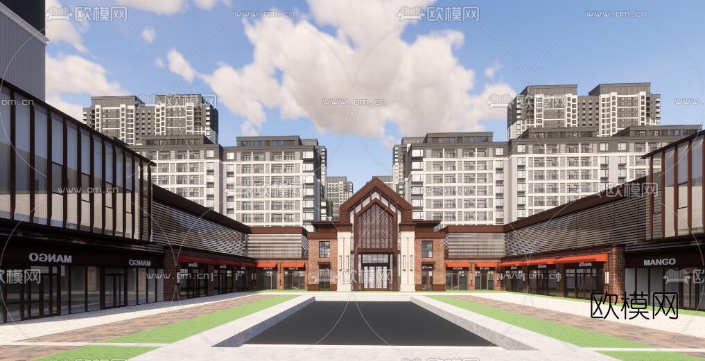 现代商住楼外观su模型下载（渲染图4）