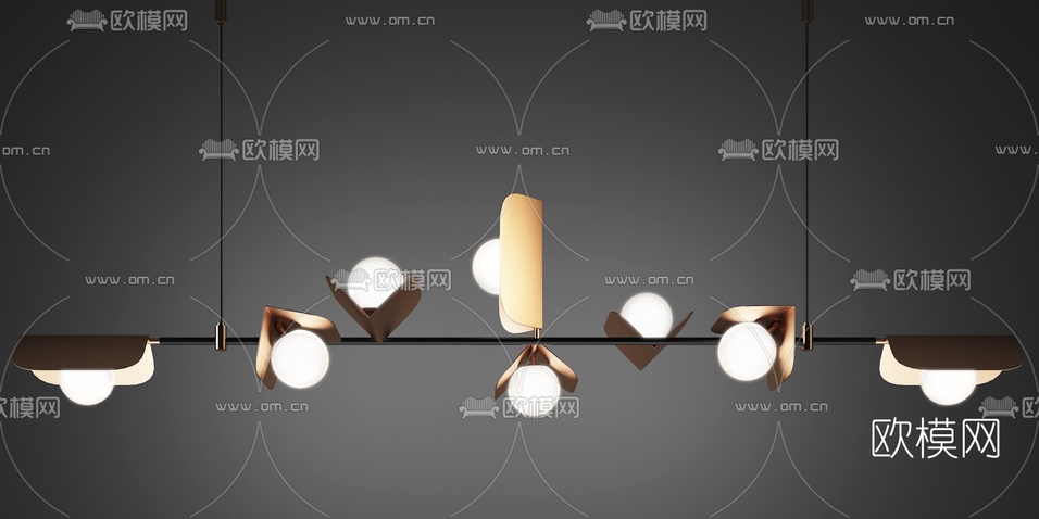 现代金属吊灯3d模型下载(渲染图3)