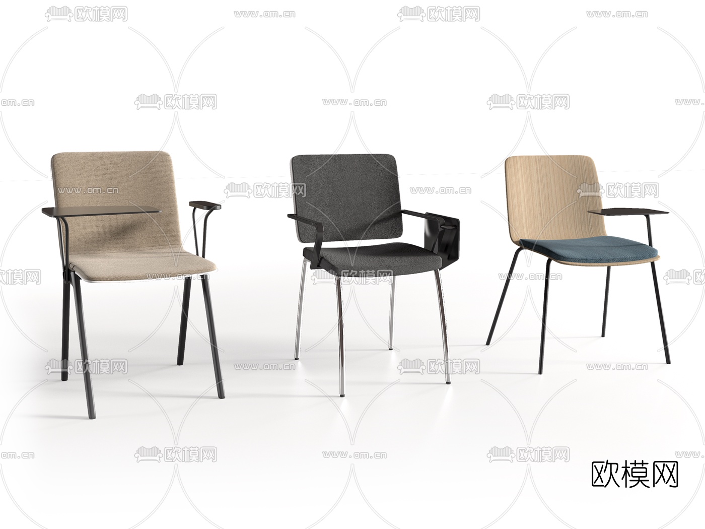 现代布艺办公椅教室椅3d模型下载