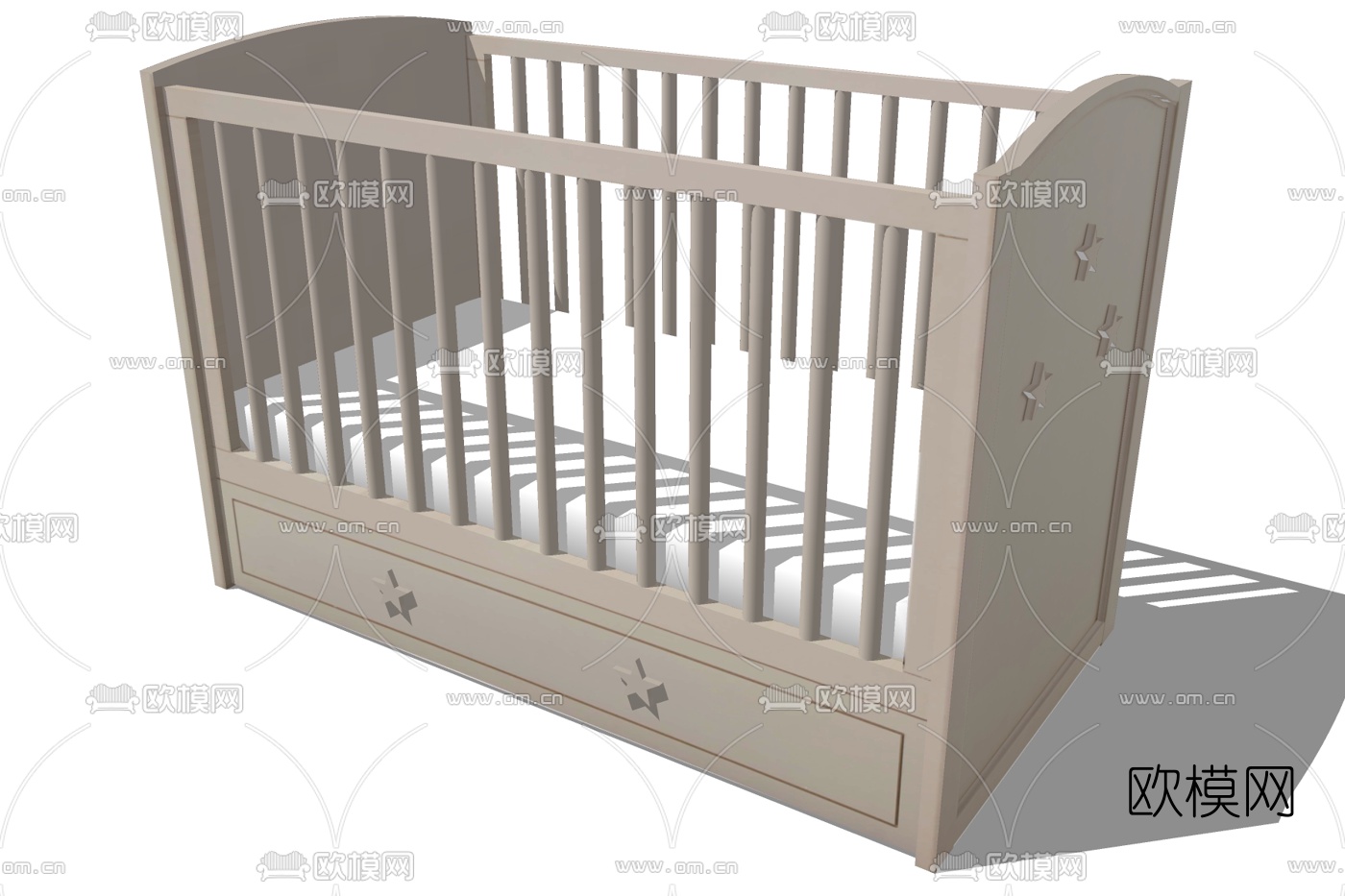 现代实木婴儿床su模型下载