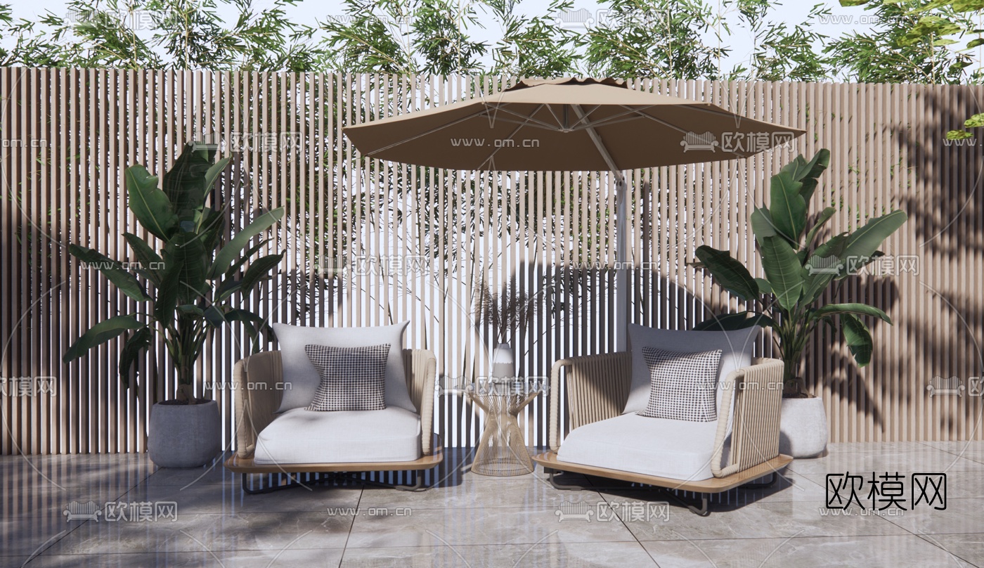 现代藤编户外休闲椅su模型下载