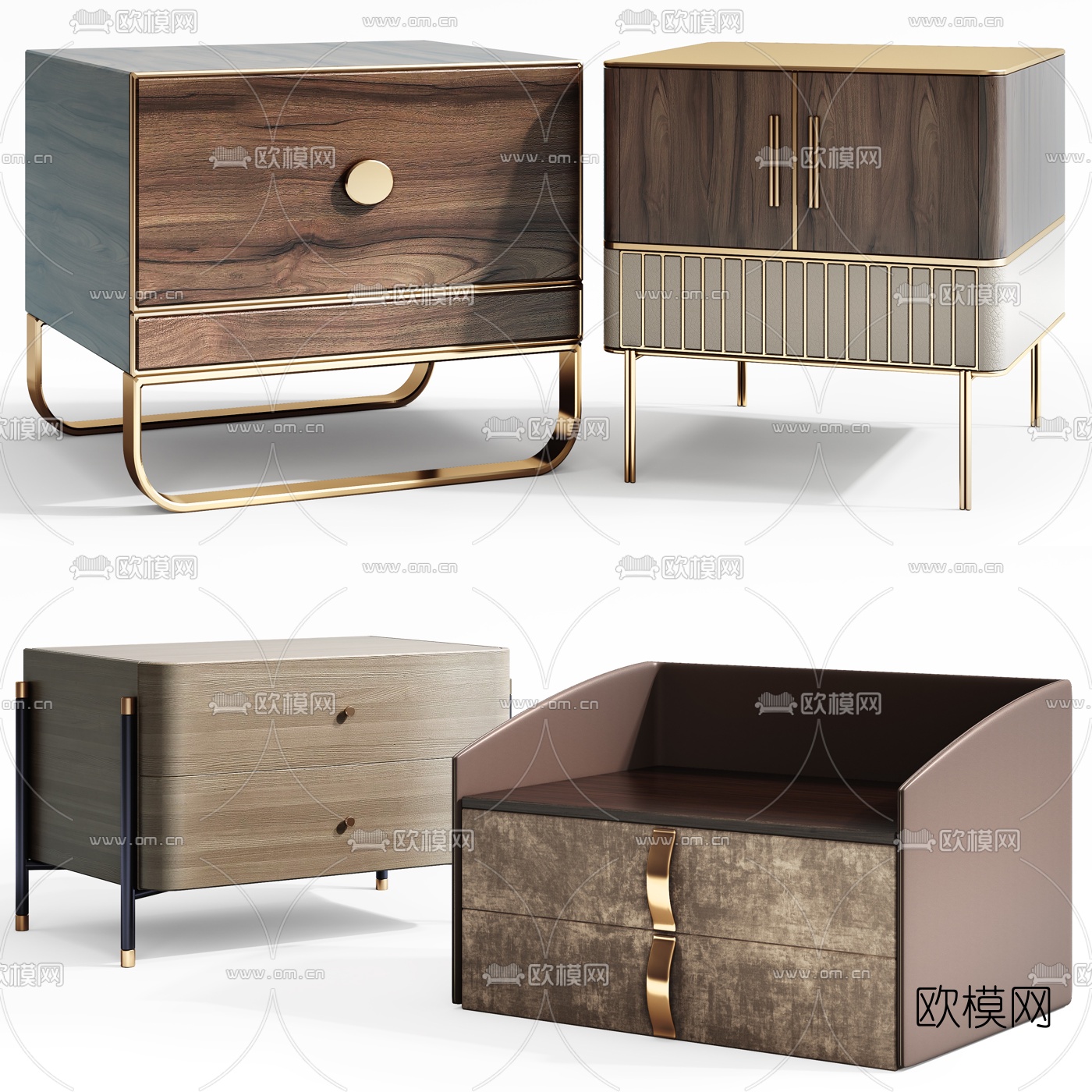 现代床头柜3d模型下载
