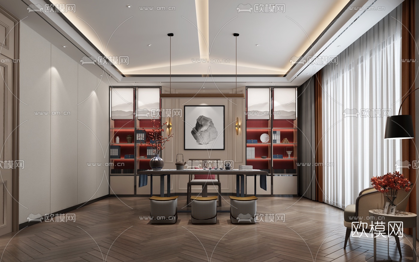 新中式茶室3d模型