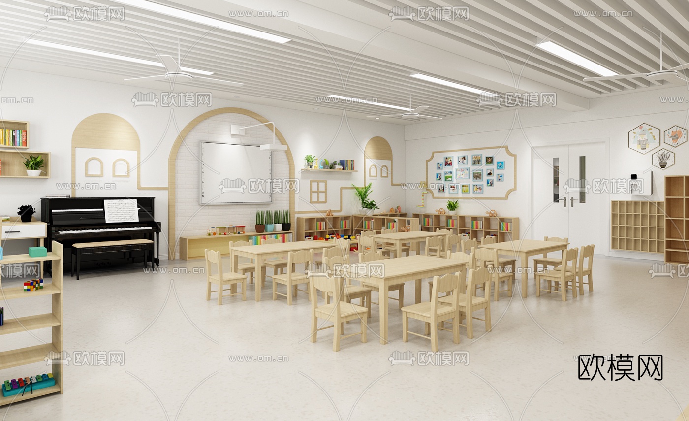 现代幼儿园教室3d模型