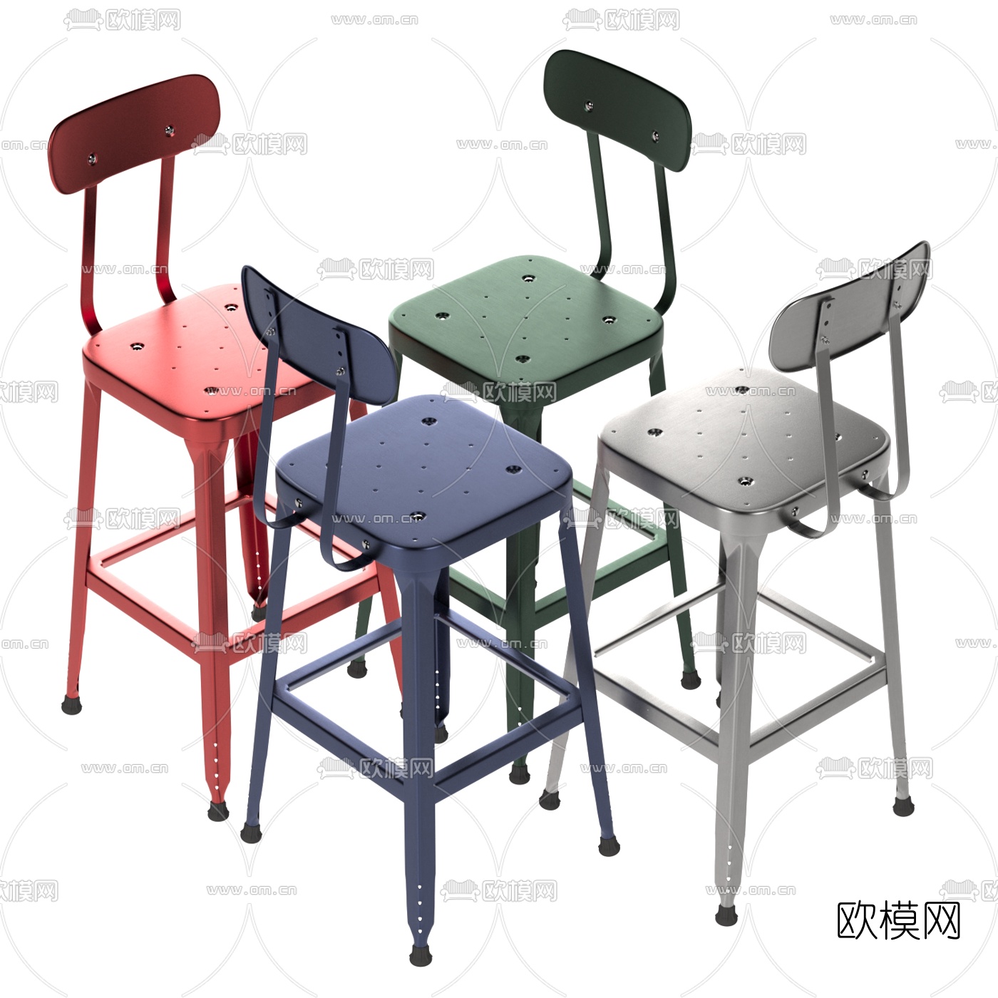工业风铁艺吧台椅3d模型
