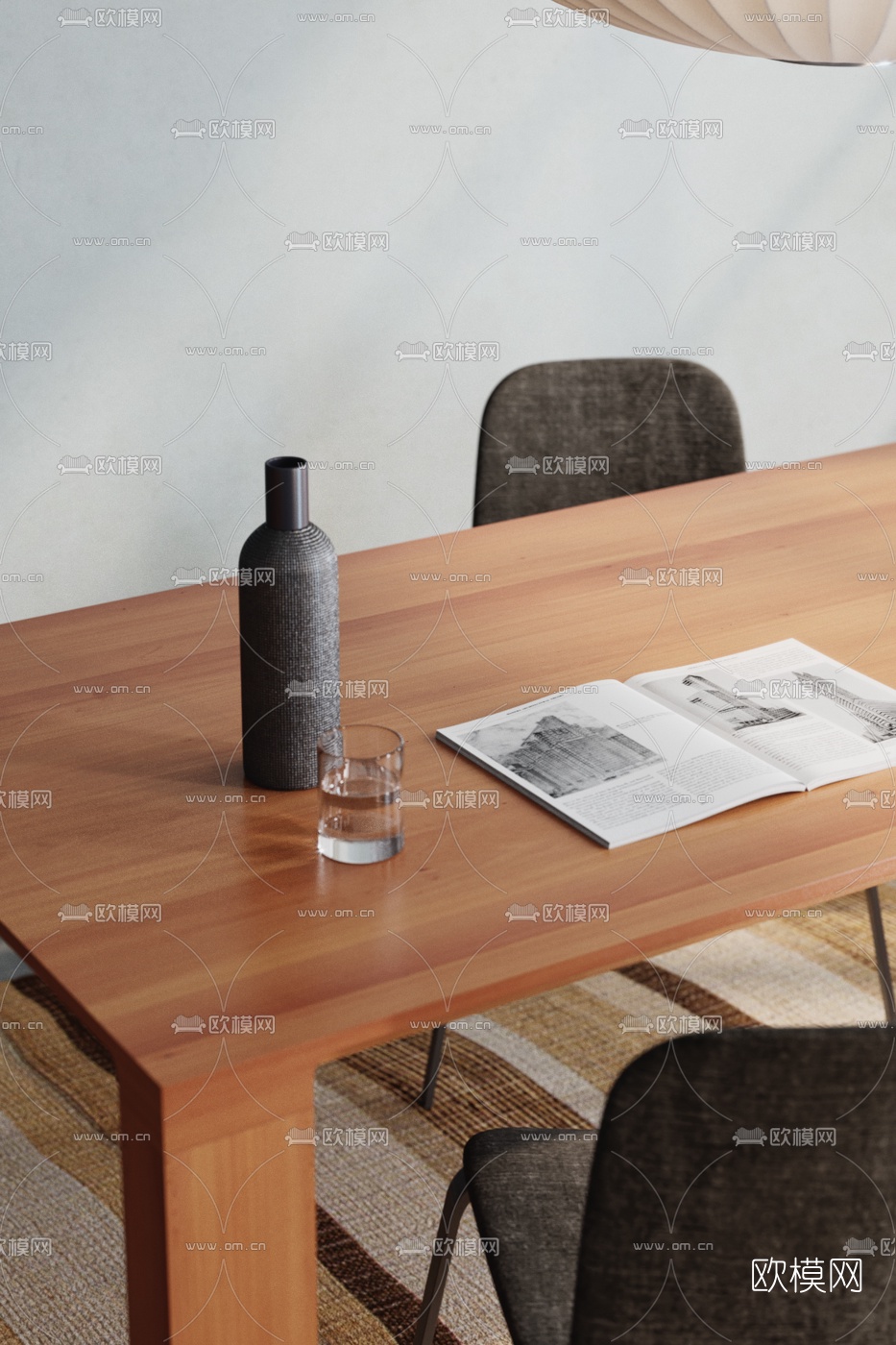 现代实木餐桌椅3d模型下载（渲染图4）