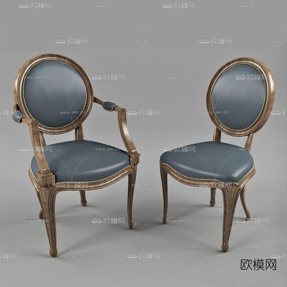 欧式实木靠背椅免费3d模型下载