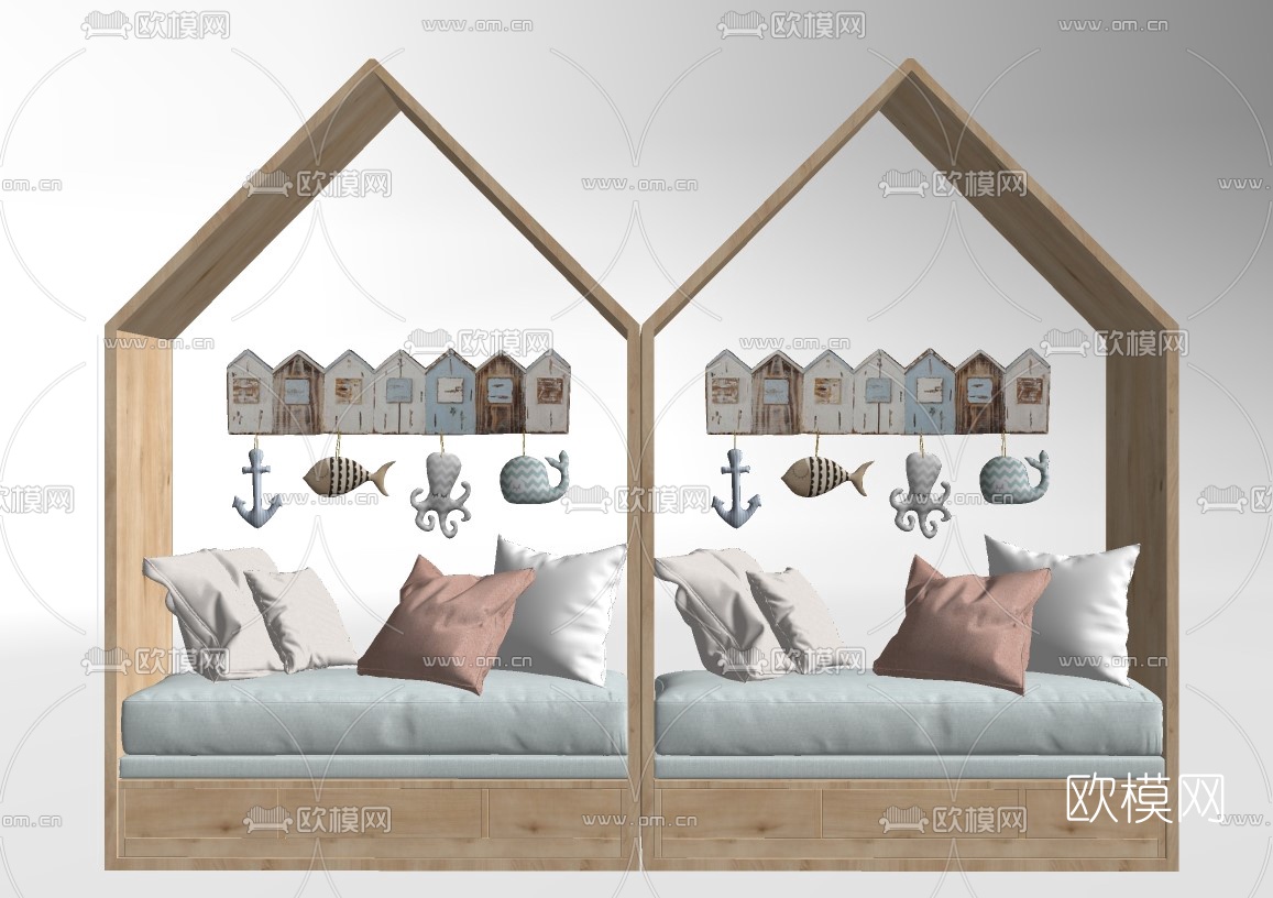 现代儿童沙发su模型下载（渲染图2）