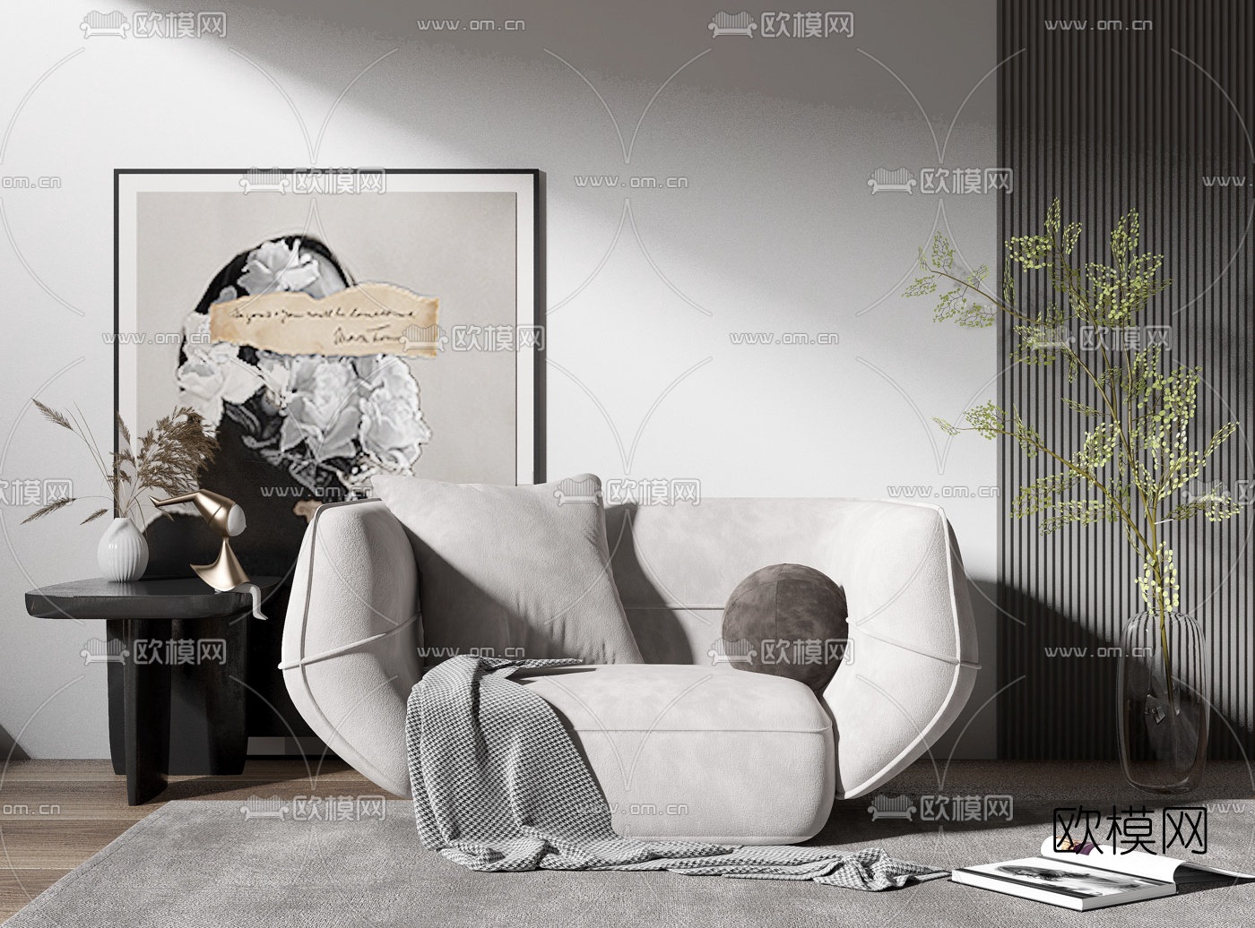 现代布艺懒人沙发3d模型下载