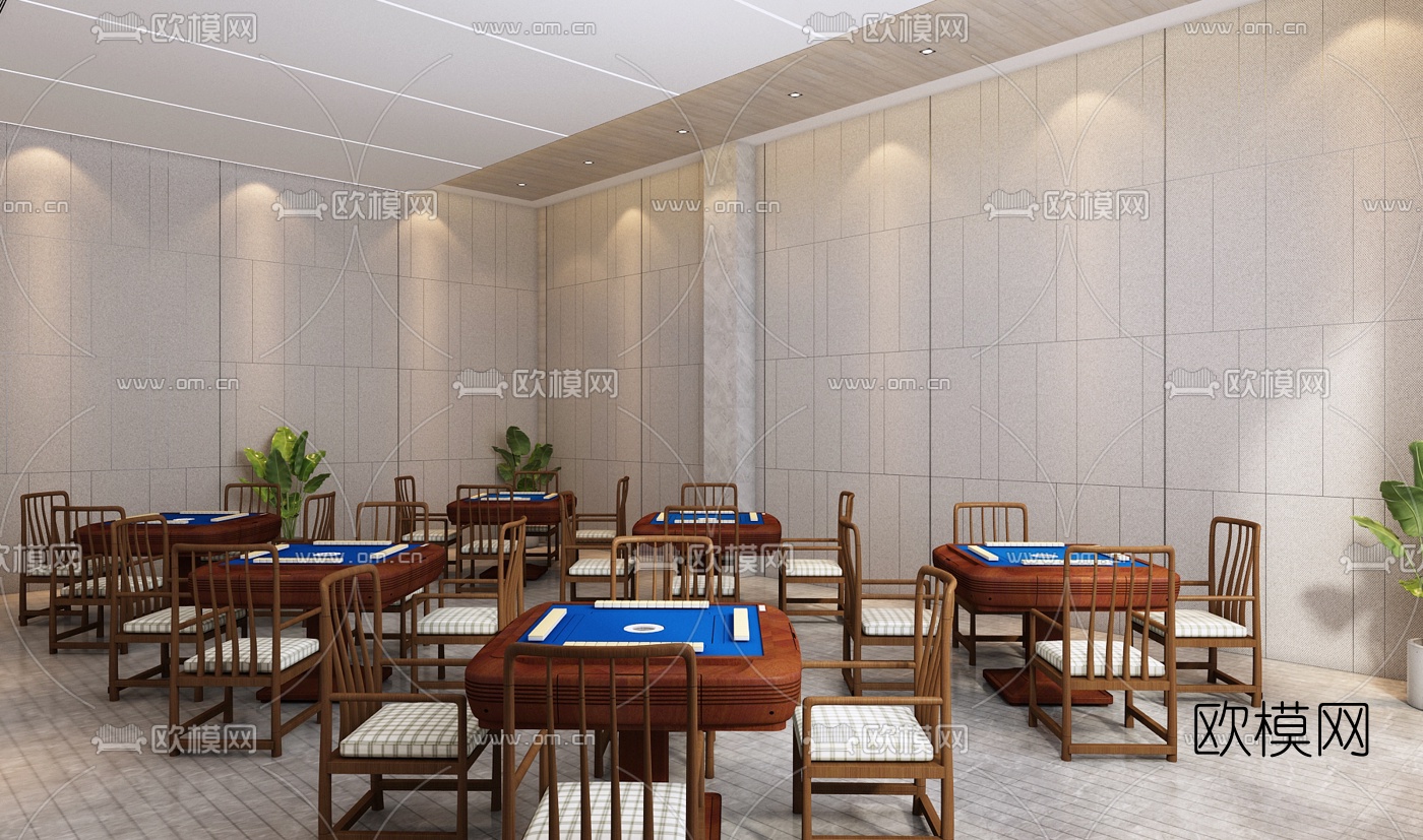 现代泳池麻将室休闲会馆3d模型下载（渲染图8）