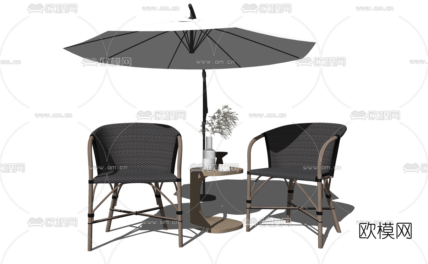 现代户外休闲椅su模型下载