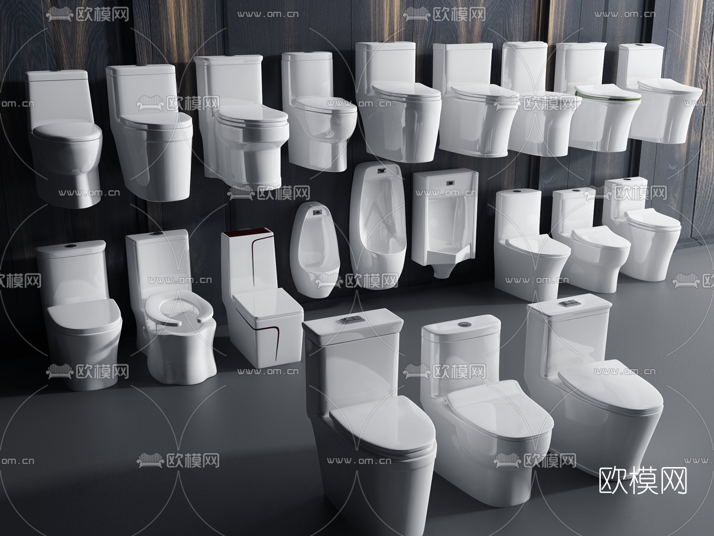 现代坐便器组合3d模型